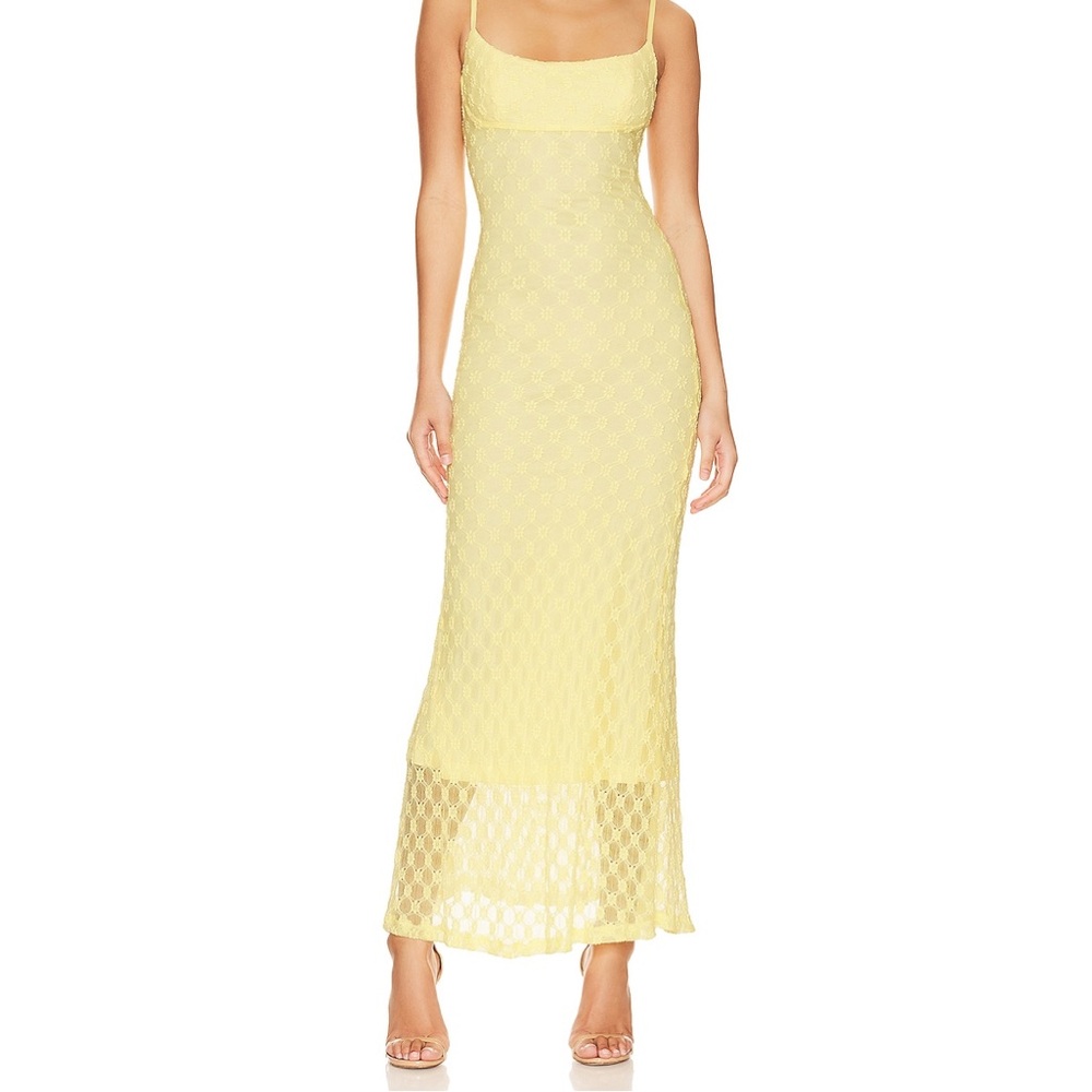 Adoni Mesh Maxi Dress in Canary Yellow
